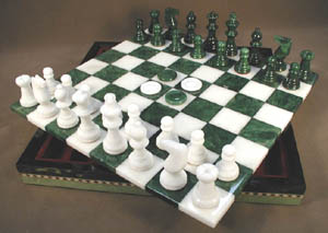 green chess pieces